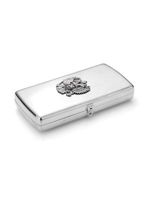 Портсигар серебро 925 пробы, покрытие - оксидирование, отделка - эмаль, без вставок