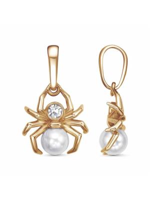 Подвеска серебро 925 пробы, покрытие - золочение, вставка - имитация жемчуга, стекло ювелирное preciosa