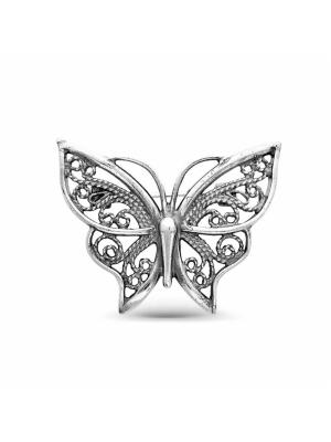 Брошь серебро 925 пробы, покрытие - оксидирование, без вставок