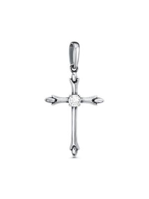 Подвеска бижутерия, покрытие - серебрение с оксидированием, вставка - фианит (недрагоценный камень)