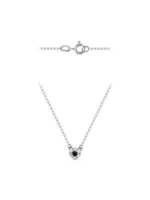 Колье серебро 925 пробы, покрытие - родирование, вставка - фианит (недрагоценный камень)