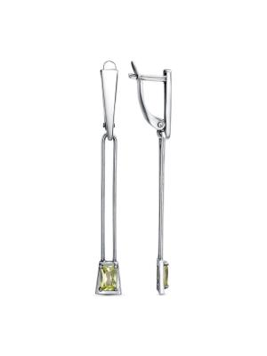 Серьги бижутерия, покрытие - серебрение с оксидированием, вставка - фианит (недрагоценный камень)