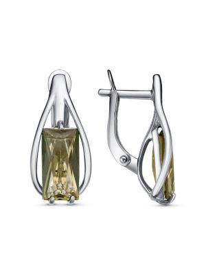 Серьги бижутерия, покрытие - платинирование, вставка - стекло ювелирное собственной огранки