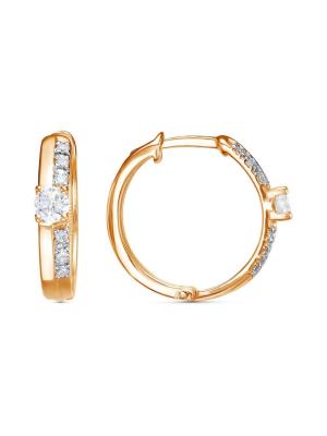 Серьги серебро 925 пробы, покрытие - золочение, выборочное родирование, вставка - фианит (недрагоценный камень)