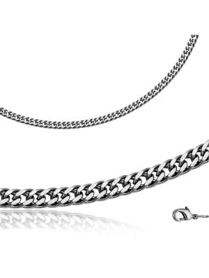 Цепь бижутерия, покрытие - серебрение с оксидированием, без вставок