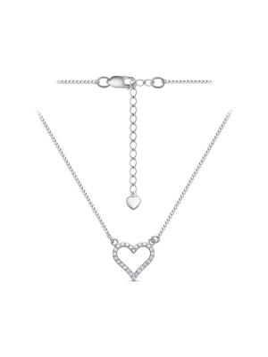 Колье серебро 925 пробы, покрытие - платинирование, вставка - фианит (недрагоценный камень)