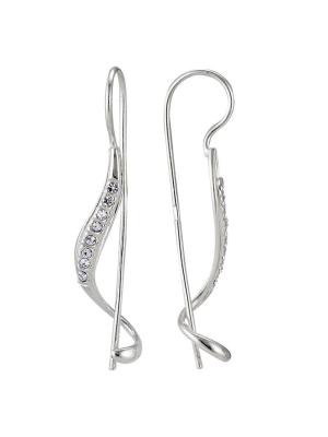 Серьги бижутерия, покрытие - серебрение, вставка - стекло ювелирное preciosa