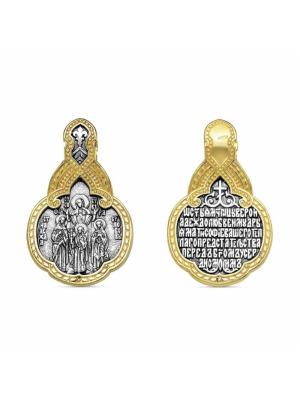 Подвеска серебро 925 пробы, покрытие - оксидирование, выборочное золочение, без вставок