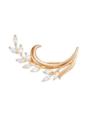 Брошь серебро 925 пробы, покрытие - золочение, вставка - фианит (недрагоценный камень)