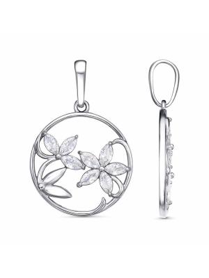 Подвеска бижутерия, покрытие - платинирование, вставка - фианит (недрагоценный камень)