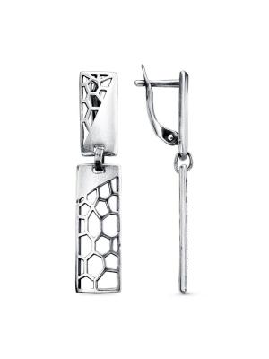 Серьги бижутерия, покрытие - серебрение с оксидированием, без вставок