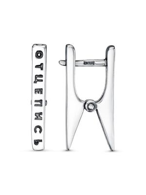 Серьги бижутерия, покрытие - серебрение с оксидированием, без вставок