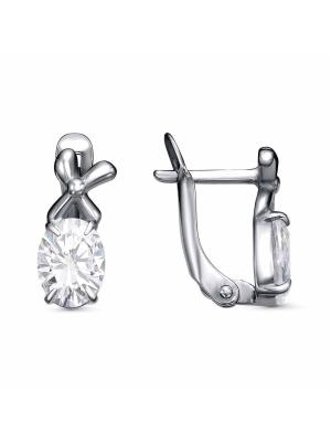 Серьги бижутерия, покрытие - серебрение с оксидированием, вставка - фианит (недрагоценный камень)