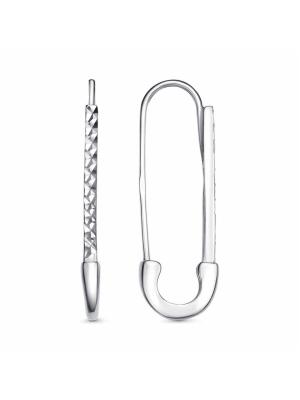 Серьги бижутерия, покрытие - платинирование, отделка - алмазная грань, без вставок