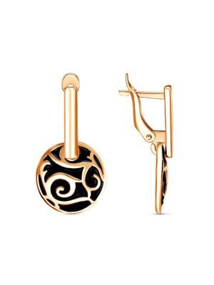 Серьги бижутерия, покрытие - золочение, отделка - эмаль, без вставок