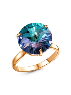Кольцо бижутерия, покрытие - золочение, вставка - стекло ювелирное preciosa