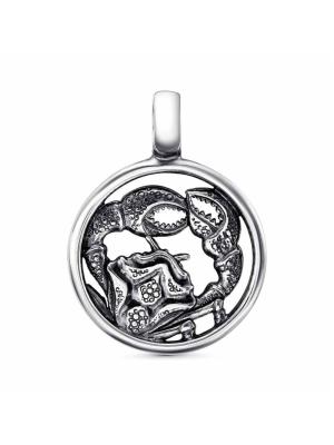 Подвеска "рак" серебро 925 пробы, покрытие - оксидирование, без вставок