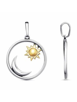 Подвеска бижутерия, покрытие - серебрение с оксидированием, выборочное золочение, без вставок