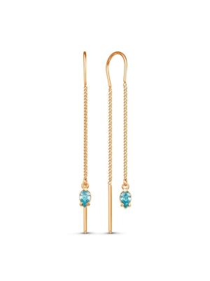 Серьги бижутерия, покрытие - золочение, вставка - фианит (недрагоценный камень)