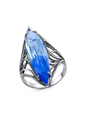 Кольцо серебро 925 пробы, покрытие - оксидирование, вставка - стекло ювелирное собственной огранки