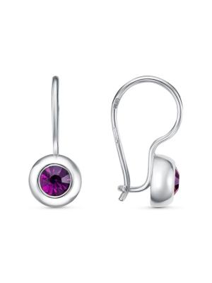 Серьги бижутерия, покрытие - серебрение, вставка - стекло ювелирное preciosa