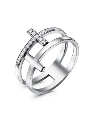 Кольцо серебро 925 пробы, покрытие - родирование, вставка - фианит (недрагоценный камень)