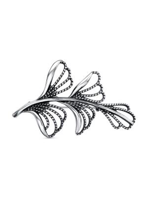 Брошь бижутерия, покрытие - серебрение с оксидированием, без вставок