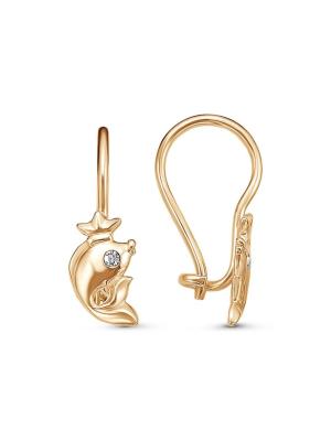 Серьги бижутерия, покрытие - золочение, вставка - стекло ювелирное preciosa