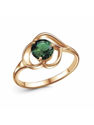 Кольцо серебро 925 пробы, покрытие - золочение, вставка - искусственная шпинель