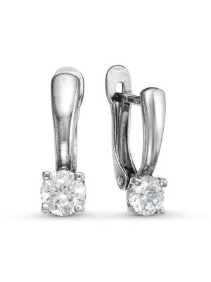 Серьги бижутерия, покрытие - серебрение с оксидированием, вставка - фианит (недрагоценный камень)