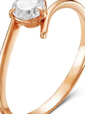 Кольцо серебро 925 пробы, покрытие - золочение, вставка - фианит (недрагоценный камень)