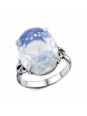 Кольцо серебро 925 пробы, покрытие - оксидирование, вставка - стекло ювелирное собственной огранки