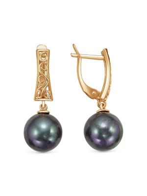 Серьги бижутерия, покрытие - золочение, вставка - имитация жемчуга