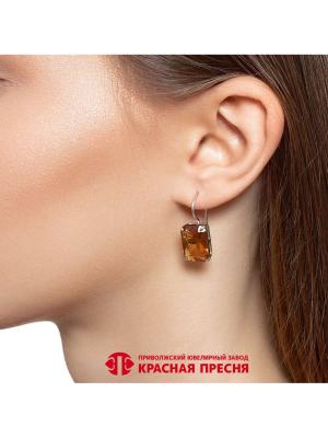 Серьги серебро 925 пробы, покрытие - родирование, вставка - искусственный топаз