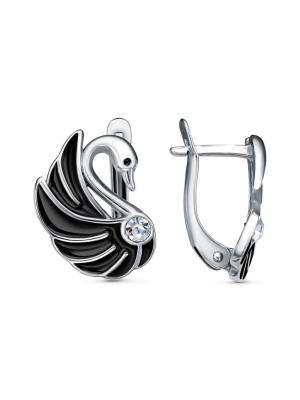 Серьги бижутерия, покрытие - платинирование, отделка - эмаль, вставка - стекло ювелирное preciosa