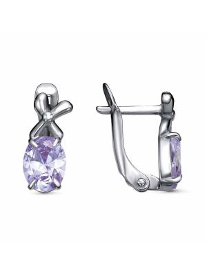 Серьги бижутерия, покрытие - серебрение с оксидированием, вставка - фианит (недрагоценный камень)