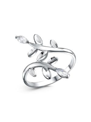 Кольцо бижутерия, покрытие - платинирование, отделка - алмазная грань, вставка - фианит (недрагоценный камень)