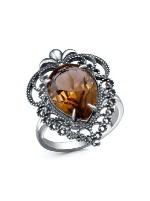 Кольцо бижутерия, покрытие - серебрение с оксидированием, вставка - искусственный султанит