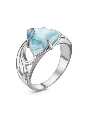 Кольцо бижутерия, покрытие - серебрение с оксидированием, вставка - искусственный кахолонг