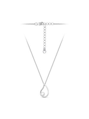 Колье серебро 925 пробы, покрытие - родирование, вставка - культивированный жемчуг