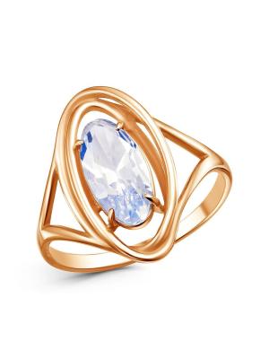 Кольцо серебро 925 пробы, покрытие - золочение, вставка - лунный камень (искусственный)