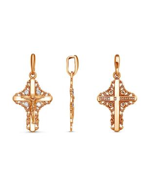 Подвеска бижутерия, покрытие - золочение, вставка - фианит (недрагоценный камень)