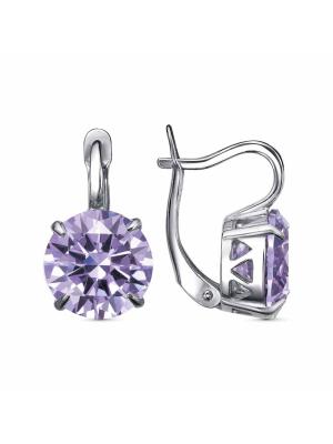 Серьги бижутерия, покрытие - серебрение с оксидированием, вставка - фианит (недрагоценный камень)