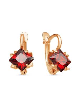 Серьги бижутерия, покрытие - золочение, вставка - фианит (недрагоценный камень)