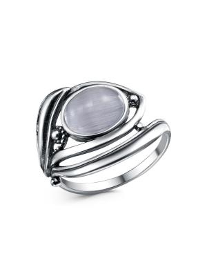 Кольцо бижутерия, покрытие - серебрение с оксидированием, вставка - искусственный кошачий глаз