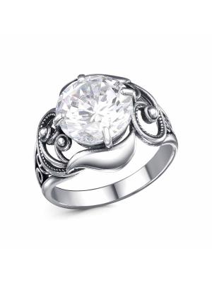 Кольцо бижутерия, покрытие - серебрение с оксидированием, вставка - фианит (недрагоценный камень)