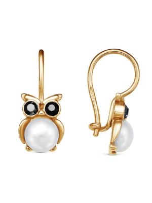 Серьги бижутерия, покрытие - золочение, вставка - имитация жемчуга, стекло ювелирное preciosa