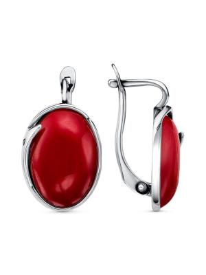 Серьги серебро 925 пробы, покрытие - оксидирование, вставка - искусственный коралл