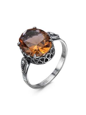 Кольцо бижутерия, покрытие - серебрение с оксидированием, вставка - искусственный султанит