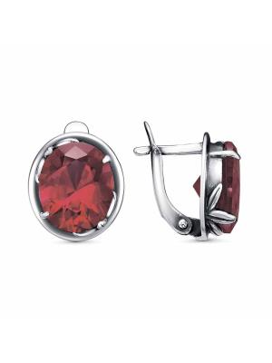 Серьги серебро 925 пробы, покрытие - оксидирование, вставка - синтетический корунд